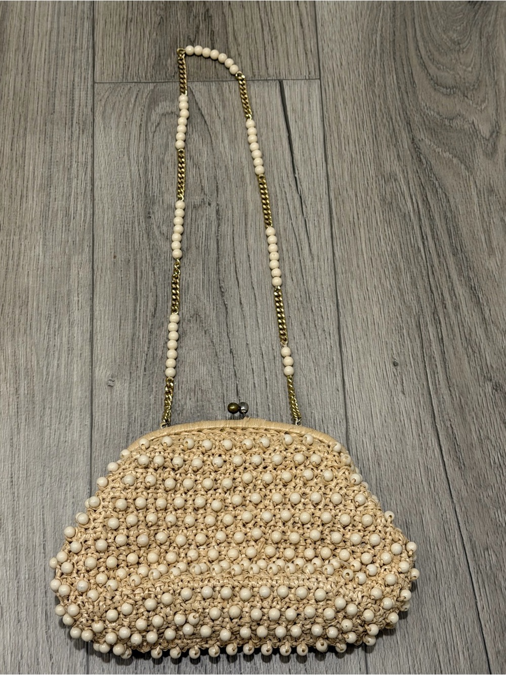Vintage Beaded Cream Shoulder Bag by it’s In The Bag by Ritter